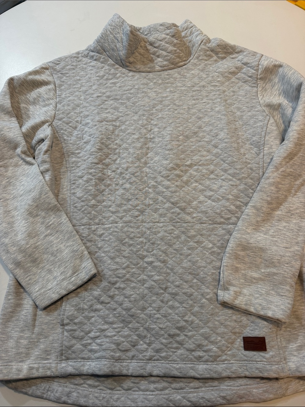 L.L. Bean Light Heather Gray Quilted Turtleneck Pullover